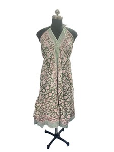 Vestido de Algodón de Alta Calidad Directo de Fábrica para Mujer, Estampado Floral Verde, Impresión HD, Holgado, Largo hasta el Suelo, Estilo Boho Casual de Verano - Product Image 2