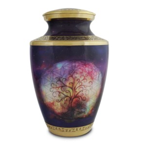 Hermosas Urnas de Cremación de Aluminio Azul Cielo, Hechas en India, Diseño Clásico, Urnas Funerarias con Rayas Multicolores - Product Image 5