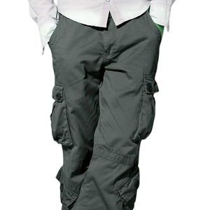 Venta al por mayor de ropa de calle personalizada, pantalones cargo con múltiples bolsillos para hombre, pantalones de chándal gruesos apilados para hombre, pantalones holgados - Product Image 2