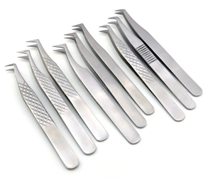 Pinzas de volumen de extensión de pestañas de acero inoxidable de calidad profesional, aislamiento de recogida de ventilador de puntos finos afilados curvos rectos - Product Image 1
