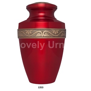 โกศใส่ศพสำหรับผู้ใหญ่ทำจากทองเหลืองสีแดงมันวาวสำหรับขี้เถ้าของมนุษย์ - Product Image 1