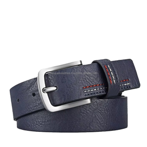 Ceinture décontractée vintage en cuir de vachette vieilli avec boucle en fer, largeur 38 mm, style rétro robuste pour homme - Product Image 4