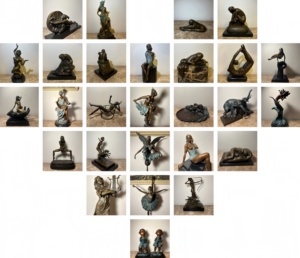 Escultura de Bronce Estilo Americano de una Chica Guiando a un Leopardo; Escultura Figurativa Estilo Europeo - Product Image 6