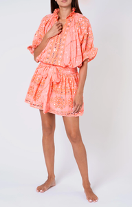 Robe Courte Scintillante Effet Soleil Corail pour Femme, avec Détails Mosaïque de Paillettes et Effet Miroir Imprimé Main, Naturellement Glamour - Product Image 4