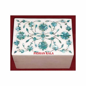 Rectángulo de la mejor calidad, tamaño estándar Natural, mármol blanco, madreperla, joyero con incrustaciones para compradores al mejor precio - Product Image 1