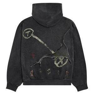 OEM ODM personalizado hombres Rhinestone sudaderas con capucha DTG DTF sublimación sudadera Streetwear pulóver ropa Casual - Product Image 2