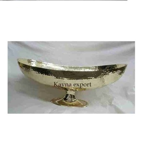 Bol en métal de forme ovale, doré, moderne, luxueux, plaqué or poli, écologique, support décoratif, utilisation en fête, hôtel, vente chaude - Product Image 3