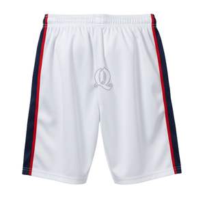 Shorts de Floorball Blancs en Gros avec Bandes Latérales Bleu Marine et Rouge, Légers en Polyester, Vêtements de Sport Unisexe pour l'Entraînement - Product Image 3