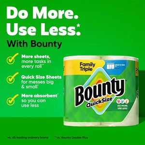 Bounty Quick-Size <b>Paper</b> Towels, White, 8 Family Triple Rolls = 27 Regular Rolls - Product Image 5