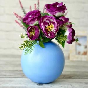 Florero de mesa de metal azul con diseño moderno perfecto para jarrones de decoración de hogar, boda y fiesta con estilo - Product Image 1