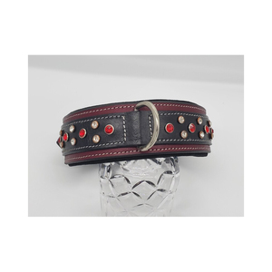 Collar de perro de cuero de cristal de lujo de 2 pulgadas de ancho Barrington para perros grandes, Collar de perro grueso de gamuza acolchado suave hecho a mano - Product Image 2