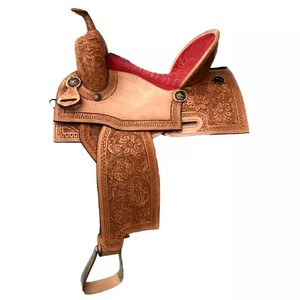 Selle en cuir de cowboy western pour la randonnée à cheval de plaisir |   Selle de cheval en bois |   Nouvelle conception de selle d'équitation occidentale durable - Product Image 1