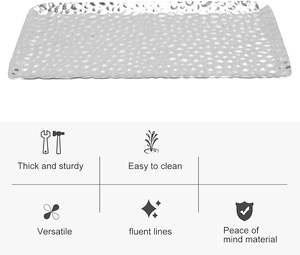 Bandeja de servicio martillada con espejo plateado barata, bandeja redonda pequeña, mesa auxiliar de metal, bandejas para servir alimentos - Product Image 2