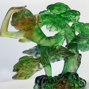 Pequeño adorno de escritorio, estatuilla de mono de cristal, símbolo chino para longevidad y riqueza, regalo, recuerdo artesanal - Product Image 3