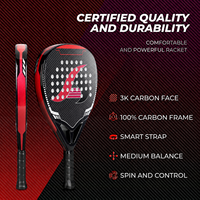 Raquette de padel en fibre de carbone JAS 3K Pro, noyau EVA 22 mm, 360 g, forme hybride, surface brillante, rouge et violet, professionnelle, OEM, portable