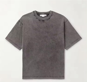 OEM Custom <b>LOGO</b> Mock Neck Wholesale Cotton Drop Shoulder Blank Oversize Streetwear Custom Acid Wash T-Shirt For Men - Product Image 3