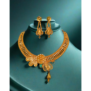 ชุดต่างหูสร้อยคอพร้อมส่งชุดเครื่องประดับต่างหูชุบทอง22K สำหรับผู้หญิงชุดสร้อยคอต่างหู - Product Image 1