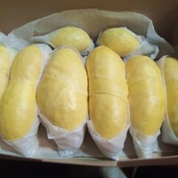 Vers gesneden biologische durian uit Thailand, authentieke Monthong kwaliteit, kant-en-klaar, zoet, romig, verpakt, 0,5 kg, 2-3 weken houdbaarheid