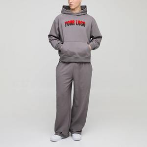 Ensemble survêtement pour homme en coton 100% de haute qualité, streetwear, pull oversize, logo imprimé sur écran personnalisé, sweat-shirt oversize et pantalon - Product Image 5