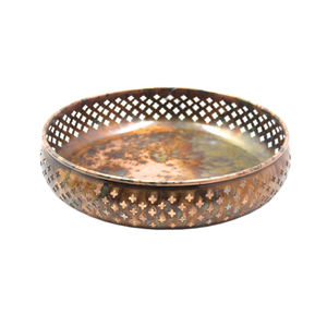ชามเหล็กทรงกลมสำหรับเสิร์ฟอาหารและตกแต่งโต๊ะทำจากทองแดงโบราณทำด้วยมือจำนวนมาก - Product Image 2