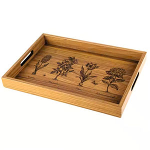 ถาดเสิร์ฟไม้สุดสร้างสรรค์มีลักษณะเป็นธรรมชาติพร้อมที่จับเหล็กถาดไม้ดีไซน์นามธรรมดูมันวาว - Product Image 4