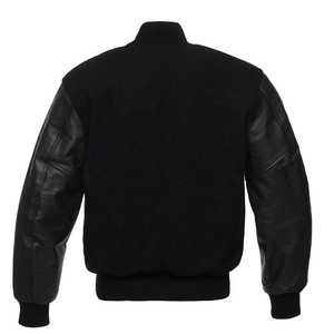 Veste universitaire personnalisée pour homme en laine/polyester noir de luxe, avec logo imprimé sur le devant, style Letterman, formelle, pour l'hiver - Product Image 4
