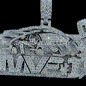 Colgante de Letra Cubana Chapado en Oro de 10K con Moissanita VVS Personalizada de Plata de Ley Estilo Hip Hop, Certificado por GIA, para Hombre Cristiano - Product Image 5
