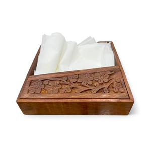 Caja de pañuelos de madera de Sheesham hecha a mano, ecológica, moderna y elegante, organizador de escritorio, portapañuelos para decoración de mesa de café en el hogar u hotel. - Product Image 2