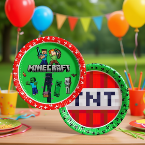 Assiettes jetables Minecraft 23 cm 8 pièces Fournitures de fête - Product Image 3