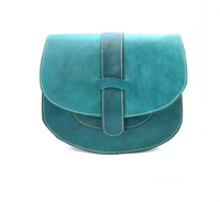 Sac à bandoulière vintage sarcelle bohème à la mode sac à main marocain en cuir véritable fait à la main avec fermeture à glissière pour femmes sacs à bandoulière