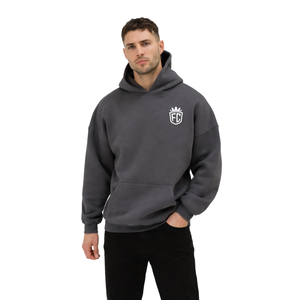 Sudadera con Capucha Extra Grande para Hombre, Color Carbón, 50% Algodón, 50% Poliéster, Hombros Caídos, Estilo Urbano, Corte Holgado, Sudadera de Invierno - Product Image 5