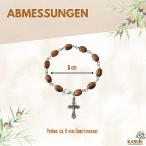 Bracelet avec perles ovales en bois d'olivier – Fait main à Bethléem - Product Image 3