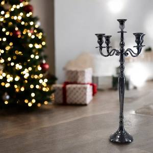 Candélabre noir élégant à 5 bras, parfait pour les mariages ou les dîners, pièce maîtresse élégante pour un cadre de table sophistiqué - Product Image 3