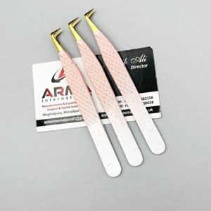Pinzas profesionales de acero inoxidable de alta calidad con volumen de 90 grados para pestañas, logotipo personalizado, agarre fuerte para extensiones de pestañas - Product Image 2