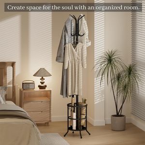 Entryway Coat and Hat <b>Stand</b> Metal Hanger <b>Stand</b> for Clothes and Bags Coat and <b>Umbrella</b> Organizer <b>Stand</b> - Product Image 3