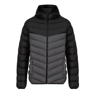 Chaqueta acolchada con capucha de dos tonos azul marino y azul ligero elegante para uso activo y ropa casual chaquetas acolchadas al por mayor - Product Image 4