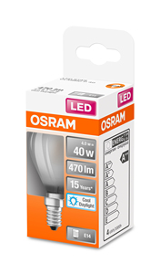 Osram 435186 Lampada LED Retrofit Sferica in Vetro Satinato E14 4.5W 6500K 470Lm - Product Image 2