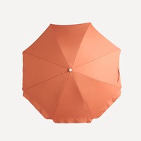 Parasol de plage extérieur inclinable avec angle réglable, personnalisé, UV50+, auvent orange, sombrilla, poteau en acier blanc, nervures en fibre de verre