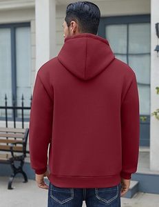 Sweat à capuche décontracté à manches longues en coton pour hommes Pull à capuche à cordon de serrage avec poche Kanga - Product Image 3