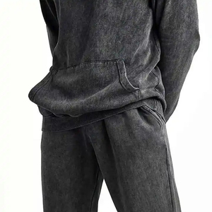 Meilleurs fabricants de vêtements au Pakistan pantalons évasés personnalisés délavés à l'acide vintage survêtement de jogging en coton imprimé et soufflé pour hommes - Product Image 4