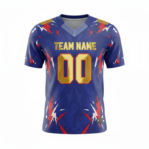 Maillot d'entraînement de football américain personnalisé pour adultes, manches courtes, respirant, option grande taille, 100 % polyester, col en V - Product Image 4