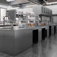 Meubles de laboratoire de classe industrielle, table de travail en acier inoxydable robuste, établi de laboratoire chimique avec évier