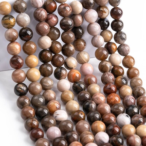 Perles de pierre, perles de jaspe pétrifié, collier de pierres précieuses lisses, pierres de guérison, cristal naturel, grossiste - Product Image 6