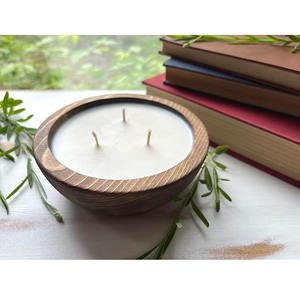 Bol à bougie rond en bois de manguier finition naturelle pour la décoration de la maison et les cadeaux de mariage - Product Image 1