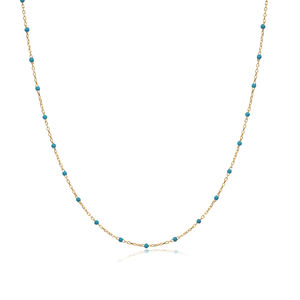 Turquoise Color Enamel Design Gold Plated Rhodium Plated Chain <b>Necklace</b> <b>Handmade</b> Wholesale Turkish 925 Sterling <b>Silver</b> Jewelry - Product Image 1