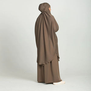 Elegant Pleated Silk Satin Kaftan <b>Abaya</b> Customized Color Polyester/Spandex Islamic Prayer Dress Two Piece Custom Made Size - Product Image 3