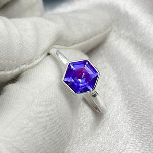 แหวนทอง14K แหวนพลอยรูปหกเหลี่ยม8มม. แหวนครบรอบทุกวัน December birstone 925เงิน - Product Image 4