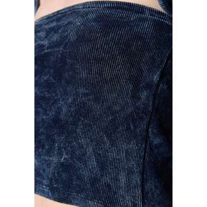 Casual Crop <b>Velvet</b> Top Square Neck Embroidered Logo Plain Dyed Silk Knitted Fabric Long Sleeves for Autumn Party-Available XS XL - Product Image 4