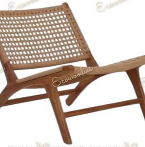 Silla de cuerda con marco de madera torneada, silla de madera estética cálida con asiento tejido de ratán, hermosa Silla de sala de estar con calor Natural - Product Image 5