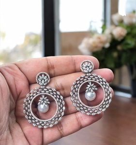 Elegantes pendientes de cascada de diamantes de plata brillante, joyería de latón de moda, circón, regalo perfecto para fiestas de bodas de mujer - Product Image 3